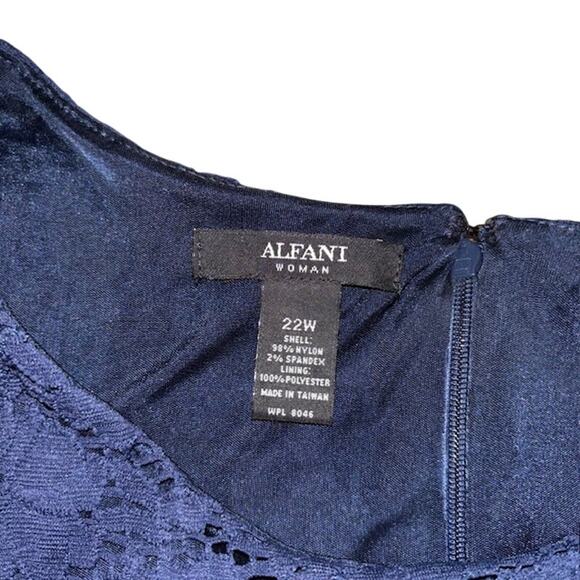 Alfani Lace Fit Flare Dress, Navy Nautical Cap Sleeve Sz 22W - Picture 3 of 8